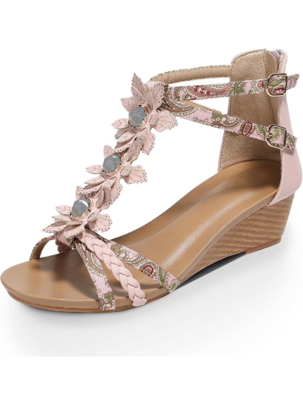 Stylish Wedge Sandals for Women | Rhinestone Ankle Strap Dressy Summer Heels